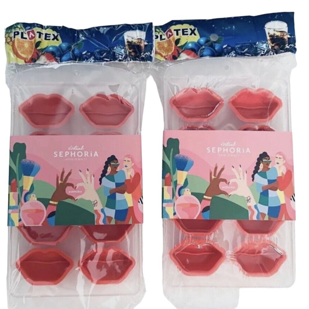 Sephora Lips Kiss Silicone Mold Chocolate Resin Jello Soap Ice Tray Set of 2